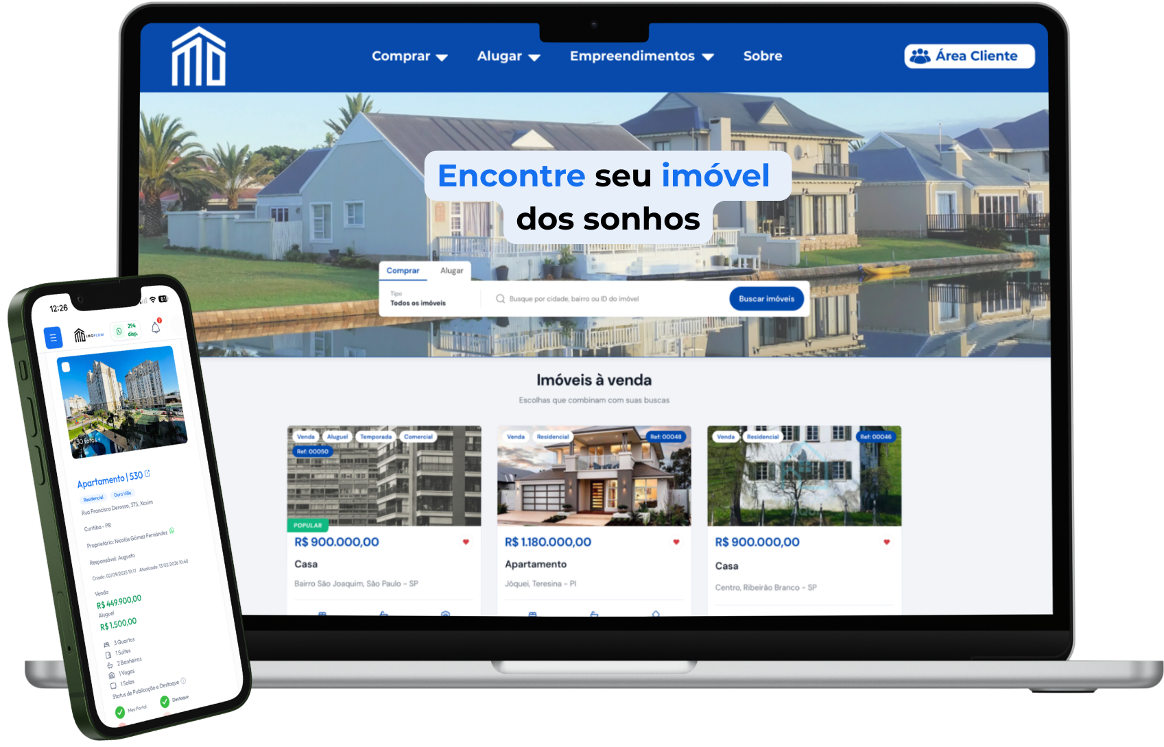 Dashboard ImoFlow — visão geral do CRM